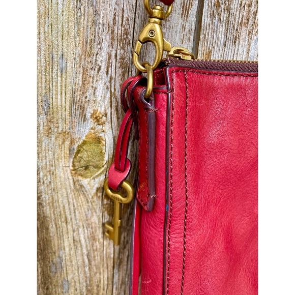 Fossil Handbags - FOSSIL genuine leather red crossbody